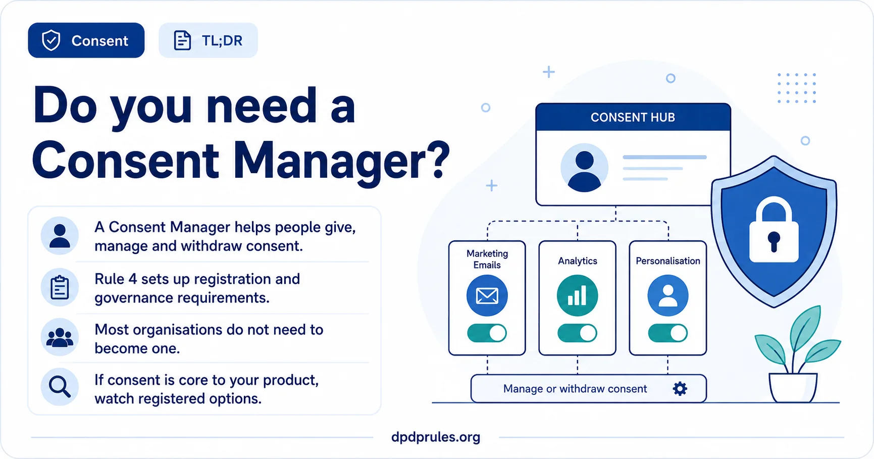 Summary infographic headed 'Do you need a Consent Manager?'